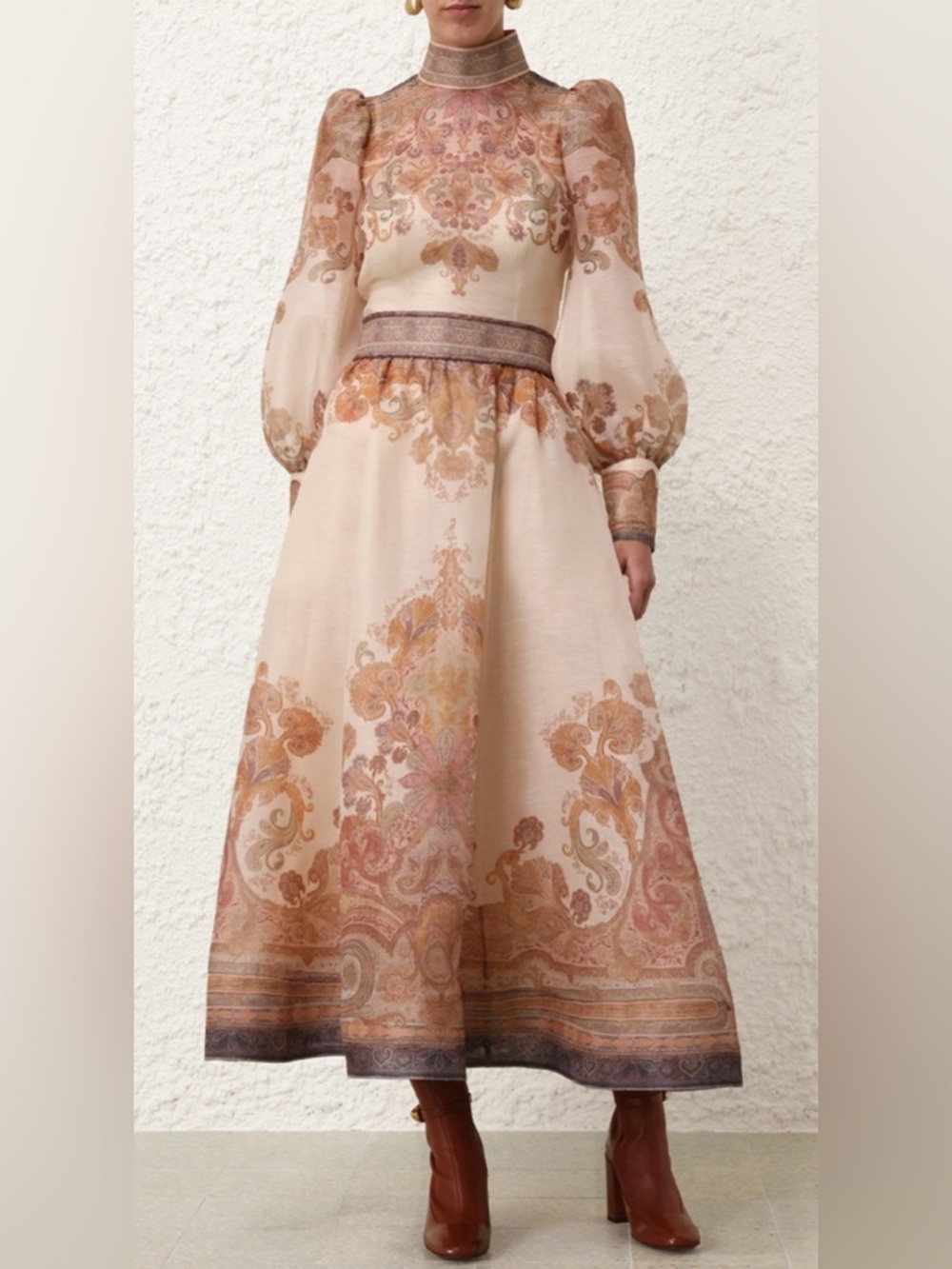 NWT $1,150 Zimmermann Illustration Maxi Skirt Cream Paisley Motif Size AU 2 US 8 - Picture 4 of 16
